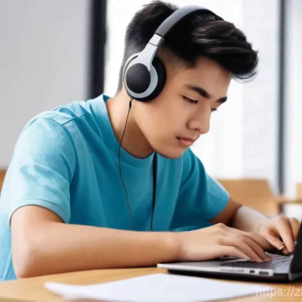 TOEIC 고득점 실전 팁 - **Prompt 1: Focused TOEIC Preparation in a Modern Study Space**
"A young person, approximately 1...