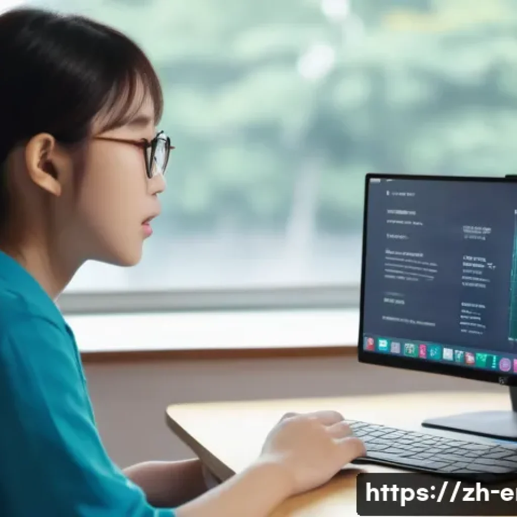 TOEFL Speaking 발음 교정 팁 - A modern classroom scene focused on a young adult Chinese student practicing English pronunciation u...