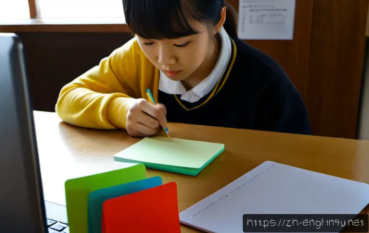 TOEFL Writing 주제 분석법 - Photorealistic study scene of a focused East Asian university student analyzing a TOEFL-style writin...